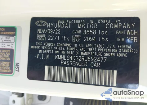 2024 Hyundai Elantra Sel из США, поврежденный, VIN KMHLS4DG2RU692477